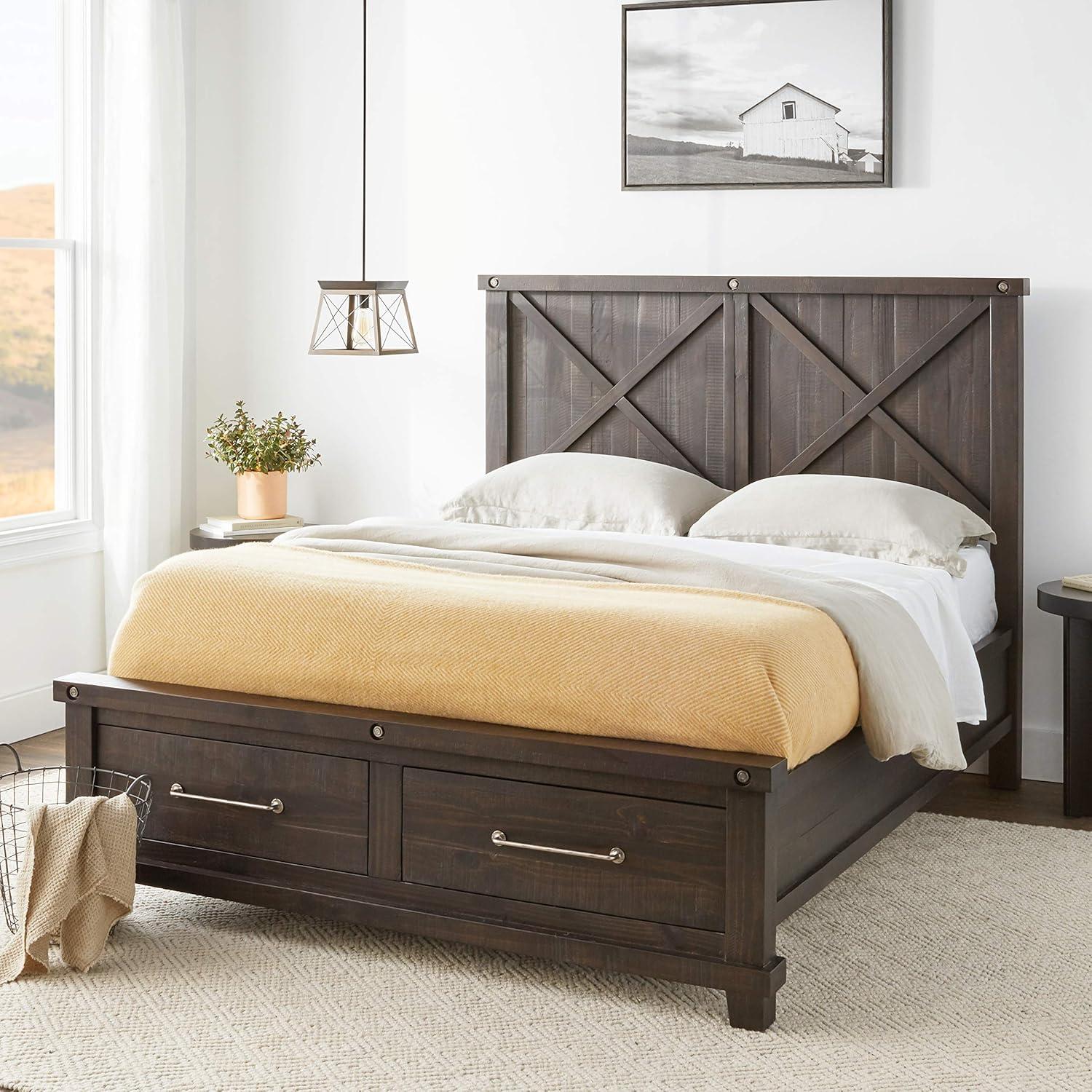 Yosemite Cafe Solid Wood Panel Storage Bed