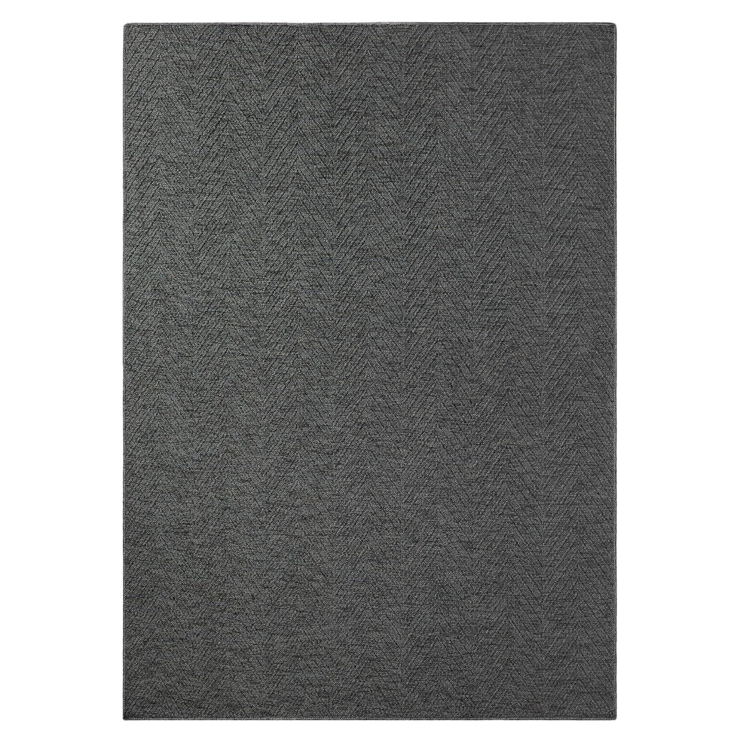 TOWN & COUNTRY BASICS Pax Herringbone Textured Solid Machine Washable Area Rug Black