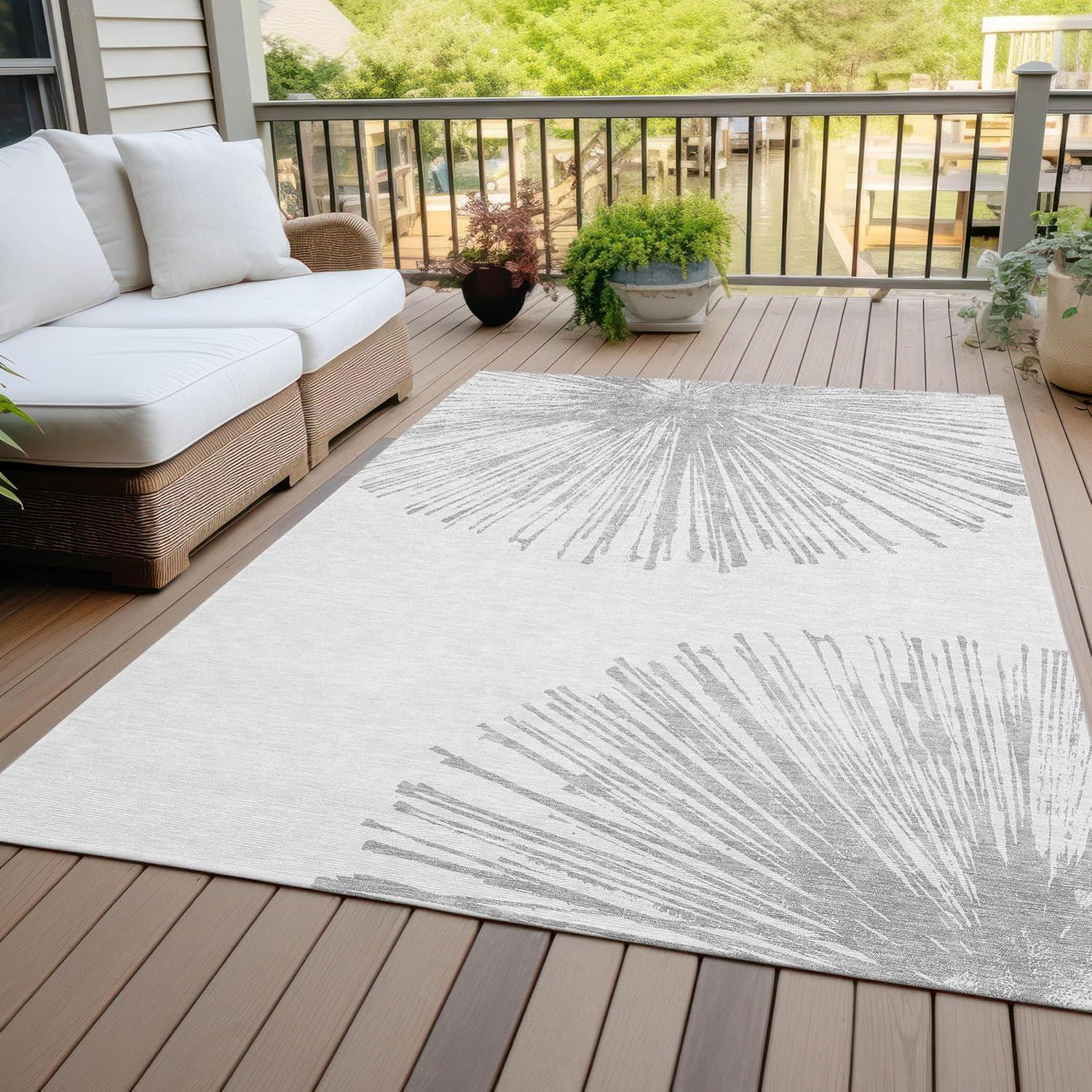 Addison Rugs Chantille ACN642 Gray 5' x 7'6" Indoor Outdoor Area Rug, Easy Clean, Machine Washable, Non Shedding, Bedroom, Living Room, Dining Room, Kitchen, Patio Rug