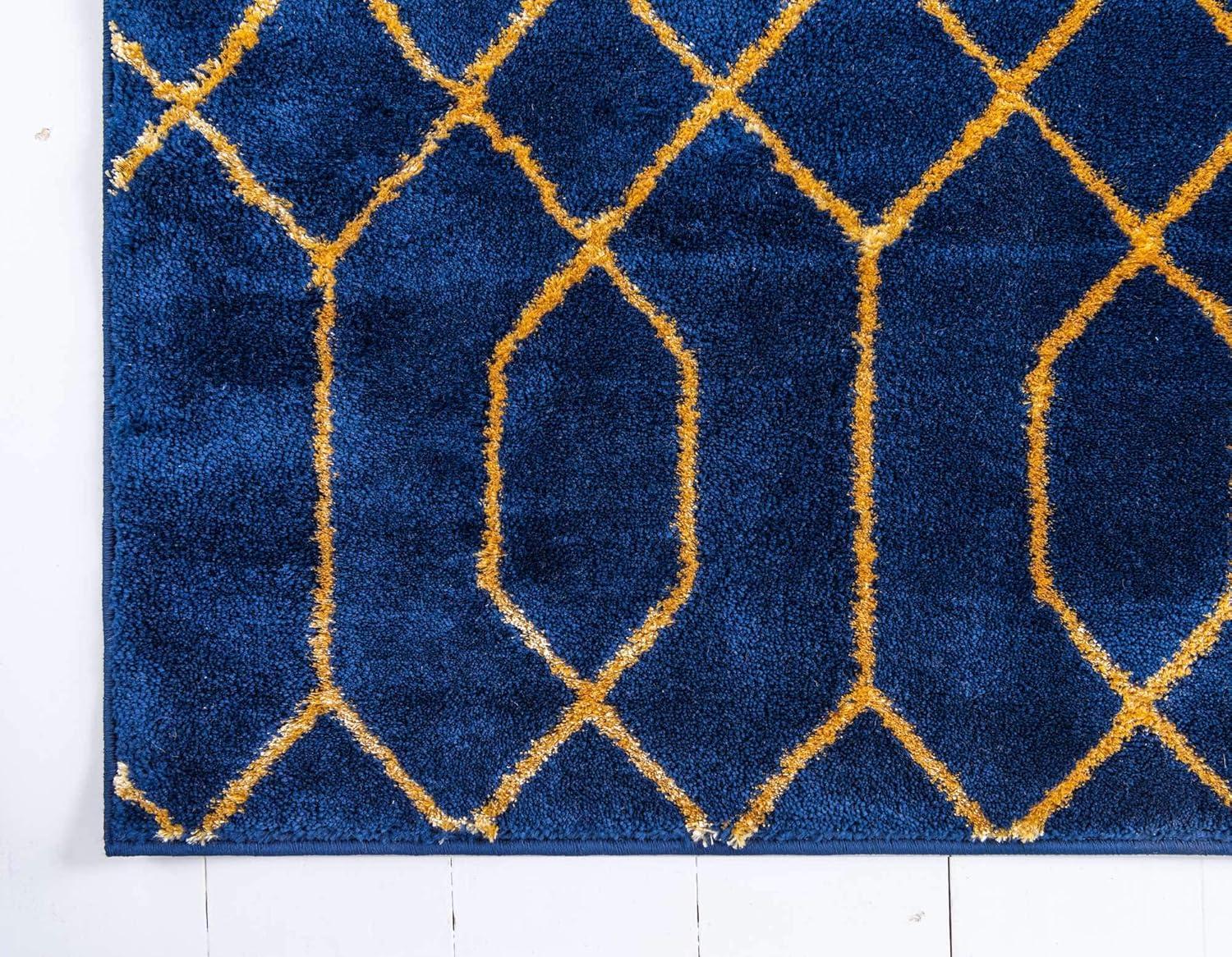 Glam Navy Blue Gold Area Rug