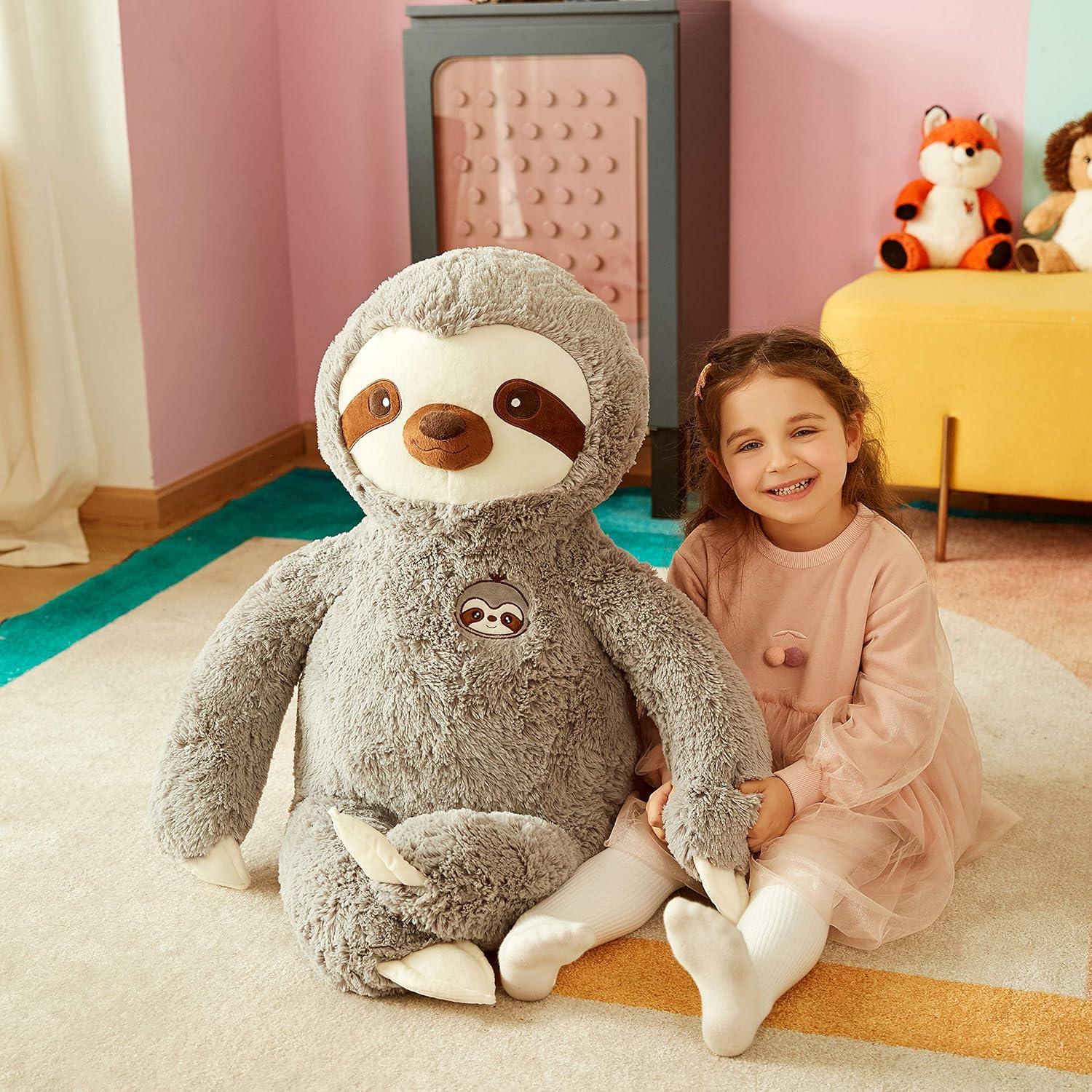 IKASA Giant Sloth Stuffed Animal Plush Toy,Large Jumbo 30" Gray Huge Cute Soft Toys,Big Size Fluffy Plushy Fat Oversized Plushie,Gifts for Kids Girls Boys Girlfriend Children