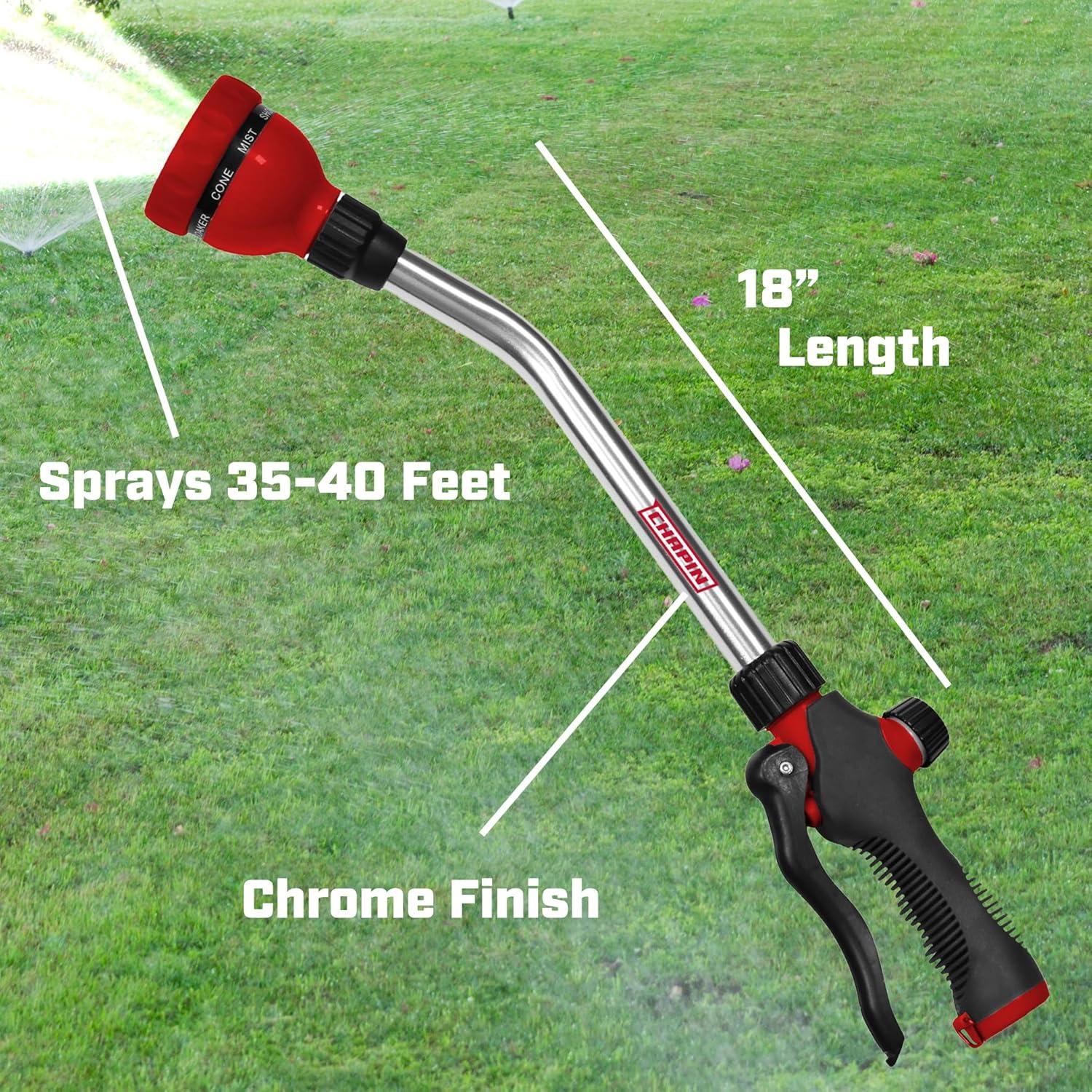 18-inch Black and Red Adjustable Spray Pattern Watering Wand