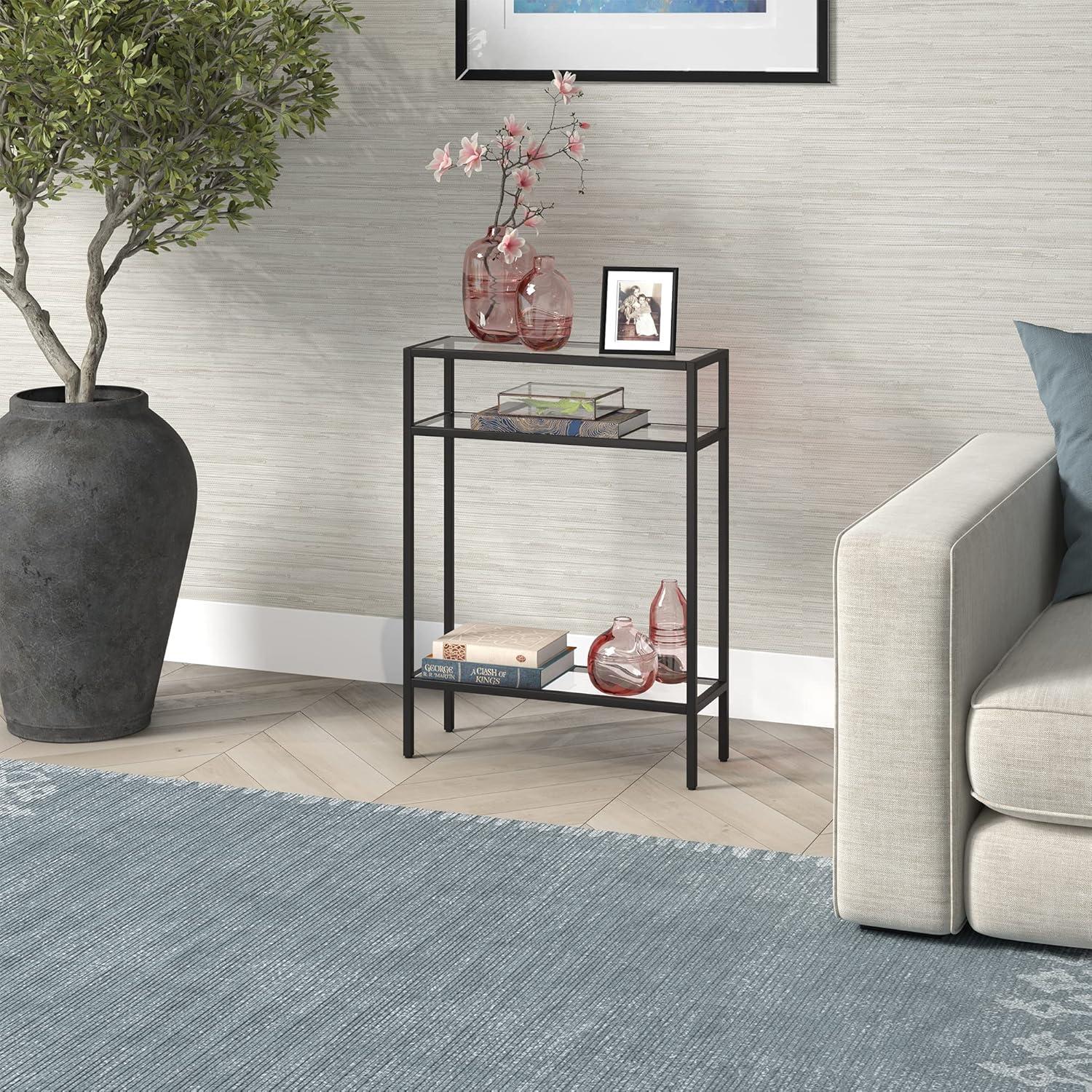 Evelyn&Zoe Siviline 22" Wide Rectangular Console Table, Brass