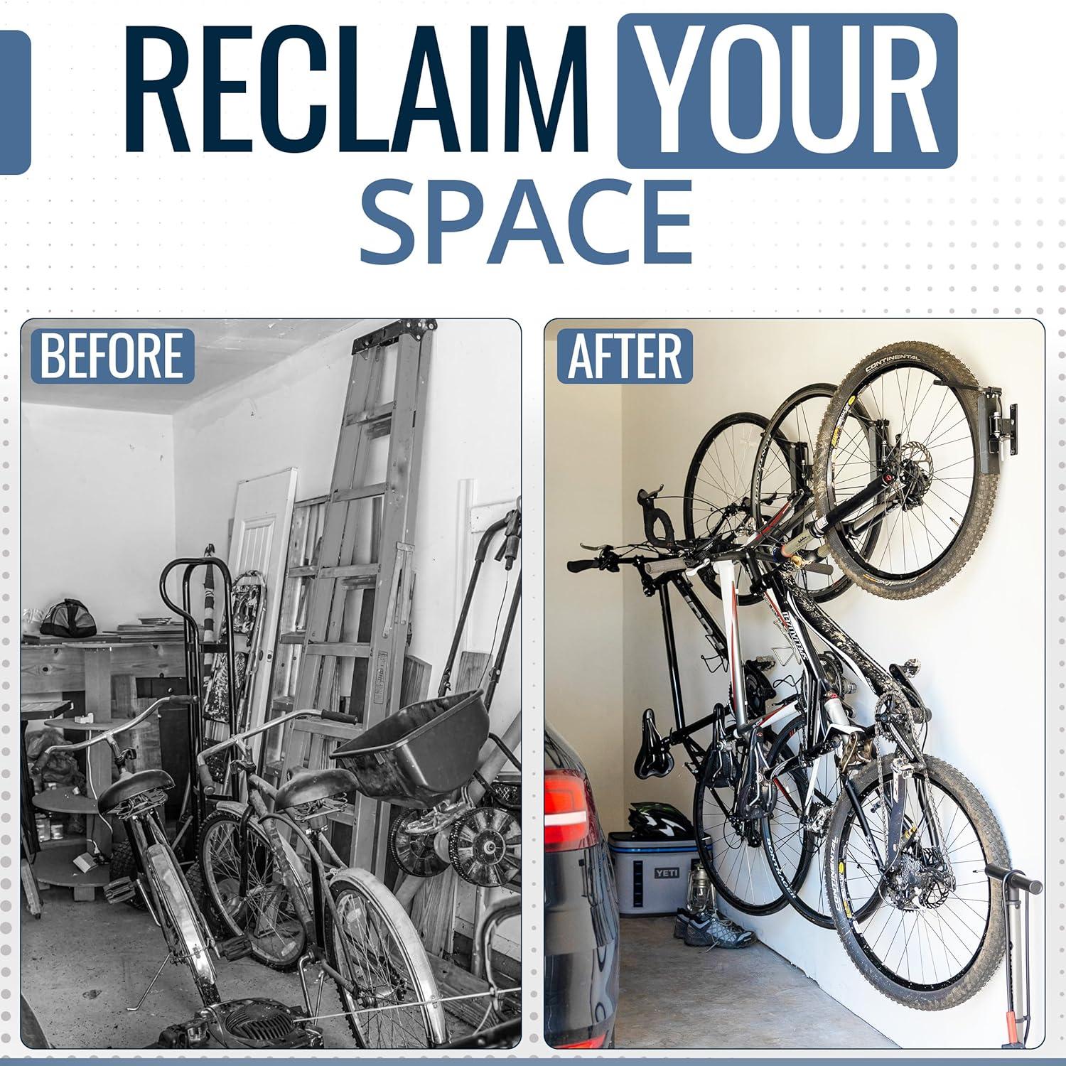 StoreYourBoard Swivel Mount Bike Storage Rack | Garage Wall Hook | Mud
