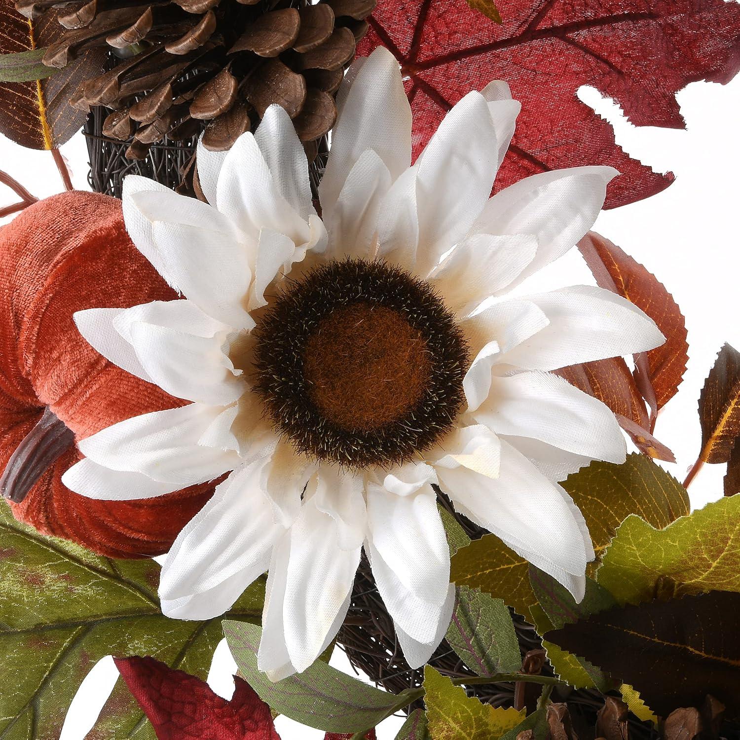 32" Harvest Sunflowers and Pumpkins Wreath - National Tree Company