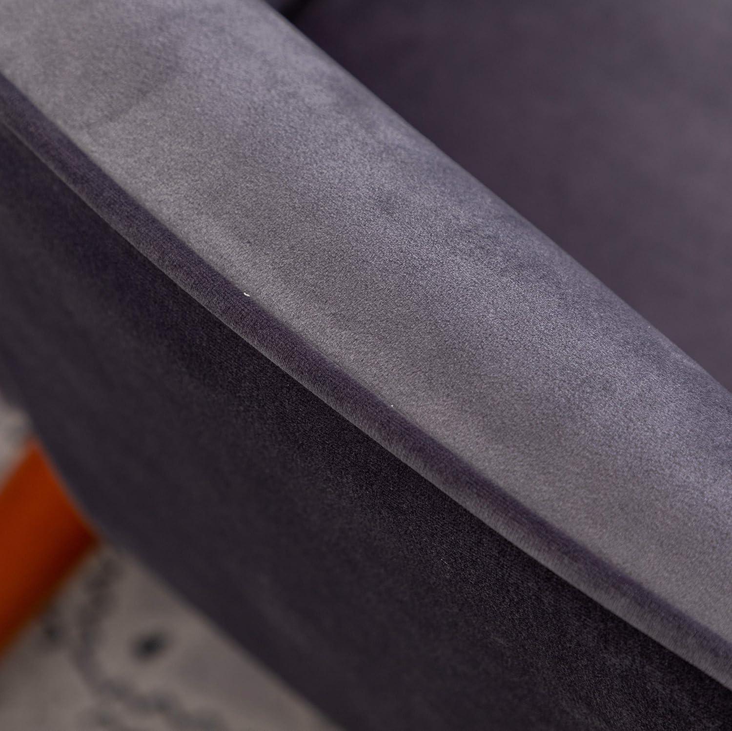 Roundhill Furniture Leiria Contemporary Silky Velvet Tufted Accent Chair with Ottoman, Blue