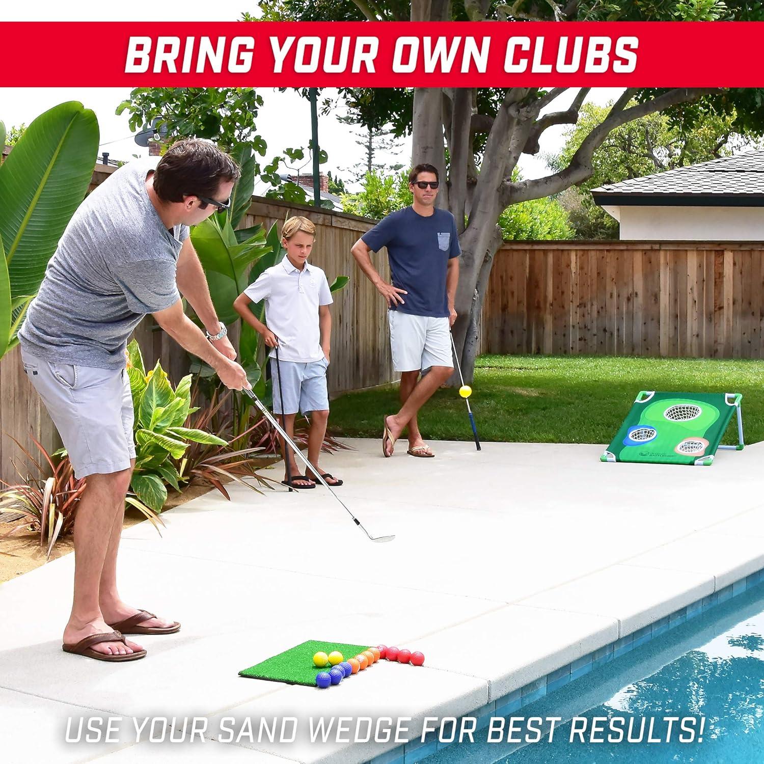 GoSports BattleChip Backyard Golf Cornhole Games – Includes Targets, Chipping Mats, Foam Golf Balls, Scorecard and Carry Case
