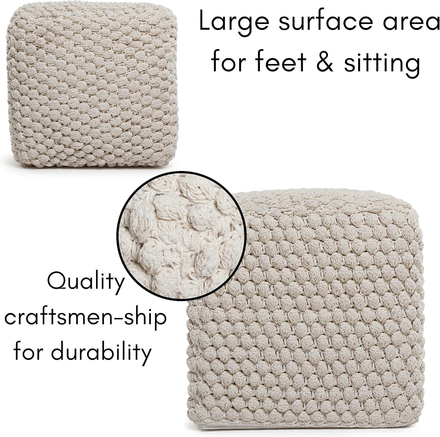 BIRDROCK HOME Bud Pouf Foot Stool Ottoman - Natural