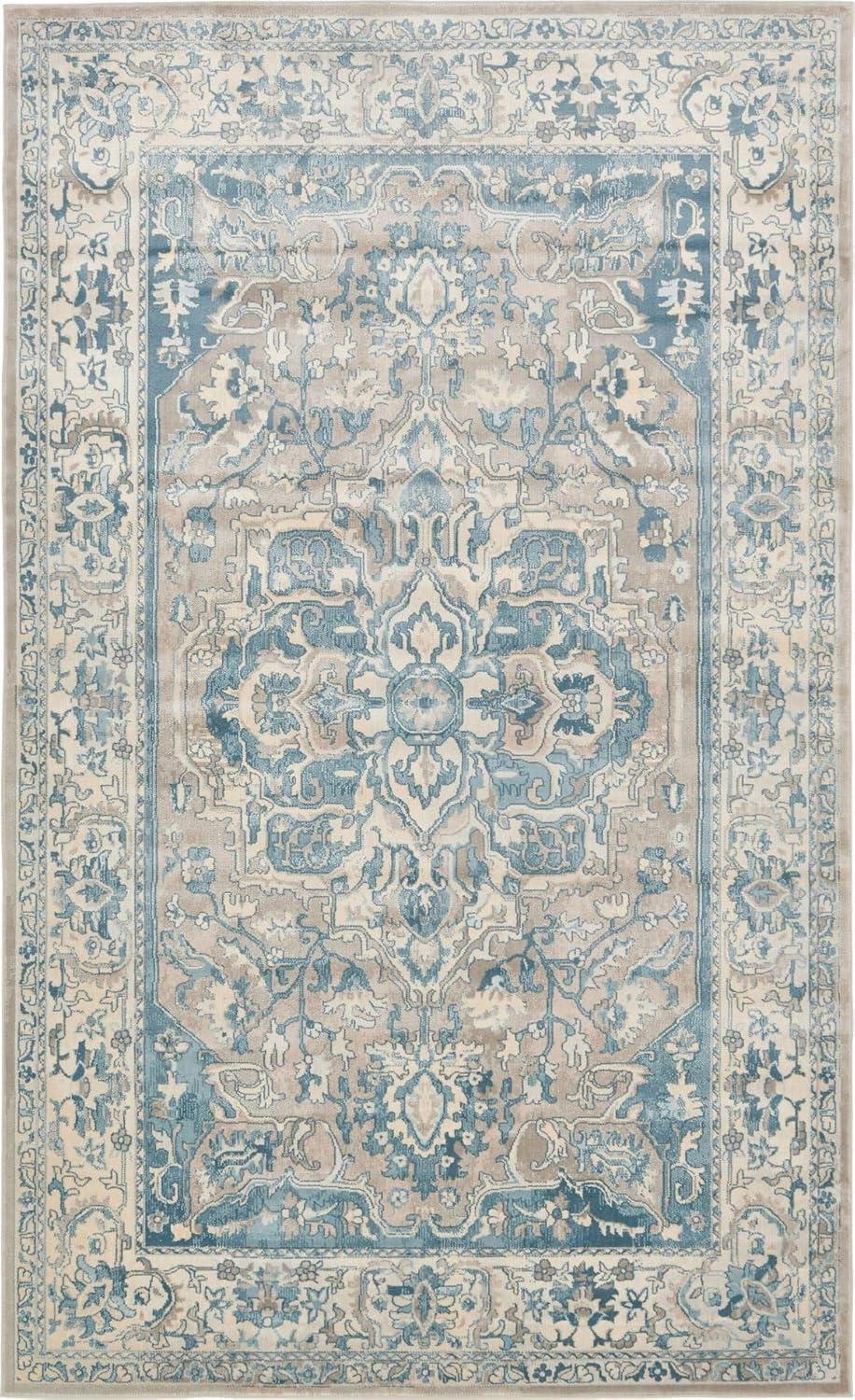 Unique Loom Paris Collection Area Rug - Louisa (5' 1" x 8' Rectangle Dark Gray/Beige)