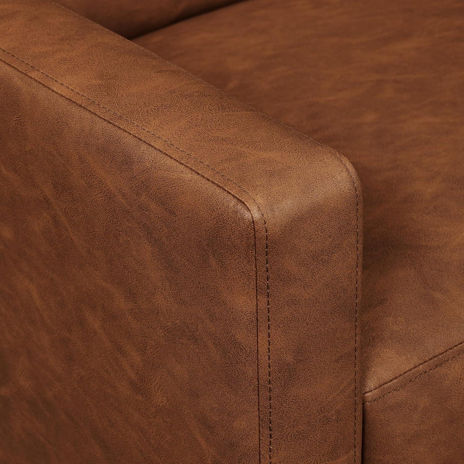 Yaheetech Faux Leather Recliner Sofa with Pocket Spring, Brown