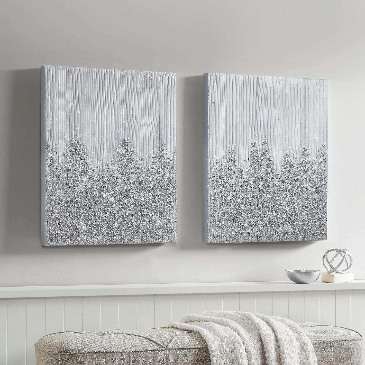 2pc Glimmer Hand Brushed Textured Canvas Art Set with Rock & Stone - Madison Park