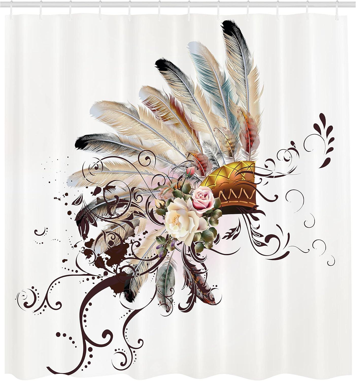 Ambesonne Grey Shower Curtain, Waves Dots Xmas, 69"Wx84"L, Grey White