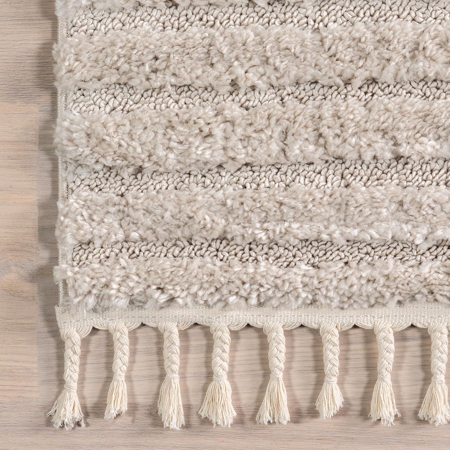 Nuloom Risette Solid 5x8 Shag Indoor Area Rug for Living Room Bedroom Dining Room Nursery, Beige