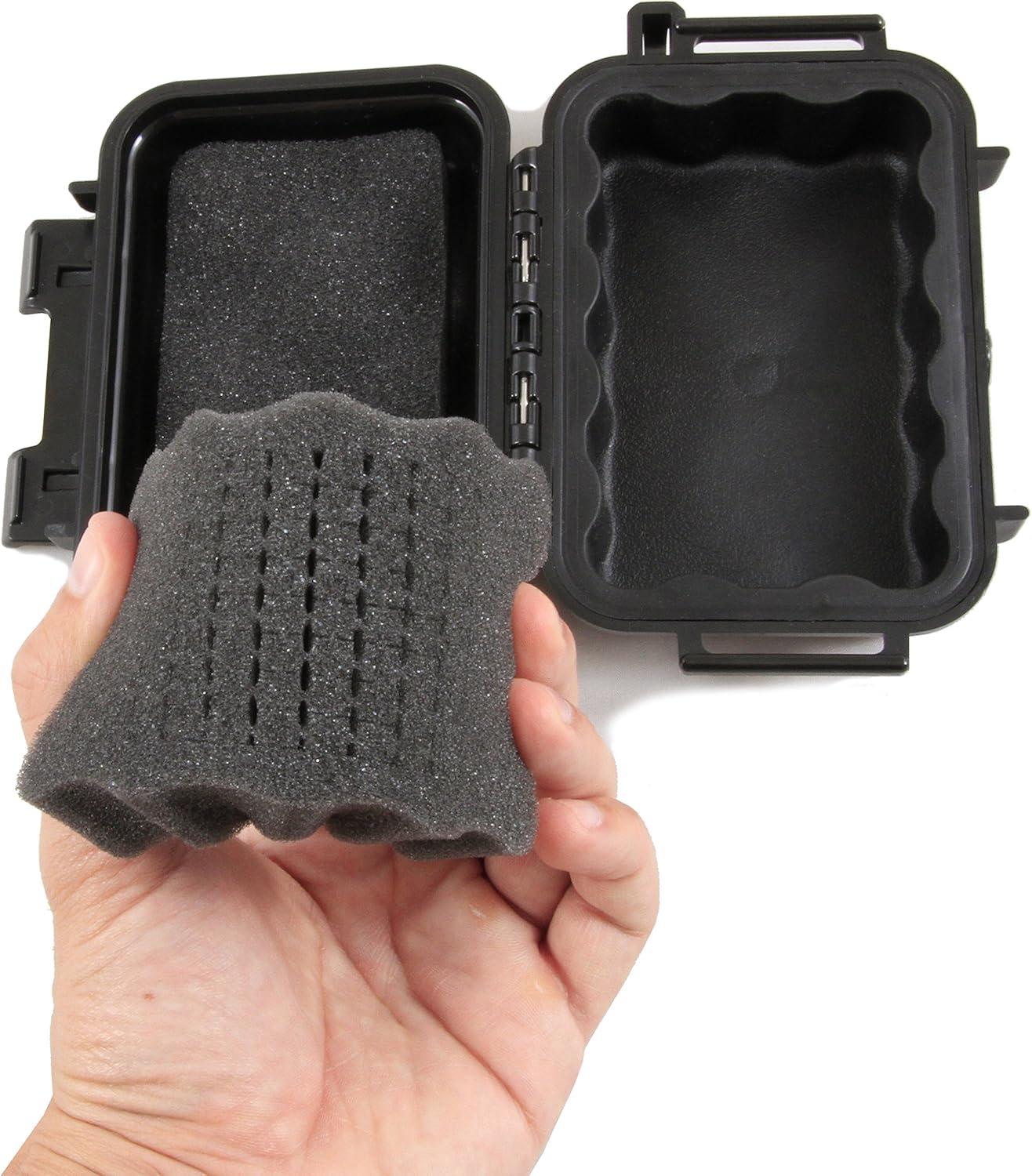 CASEMATIX 5.75" Waterproof Small Hard Case with Customizable Foam for Portable Electronics, Tools and Accessories - Hard Shell Small Plastic Case with Pre-Diced Travel Case Foam Interior