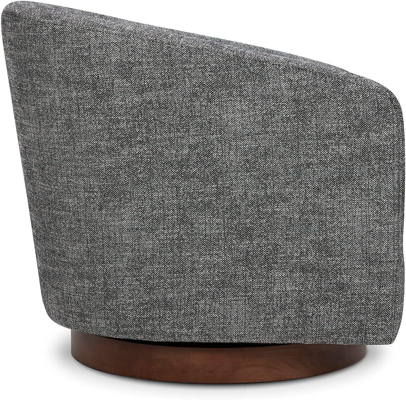 Nereus Dark Gray Fabric Swivel Accent Arm Chair with Wood Base
