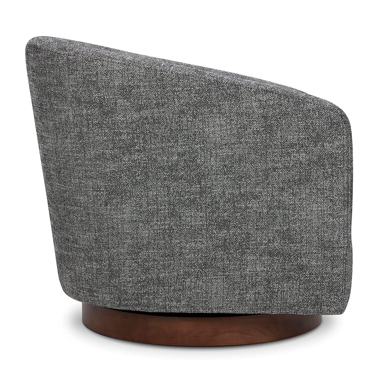 Nereus Dark Gray Fabric Swivel Accent Arm Chair with Wood Base
