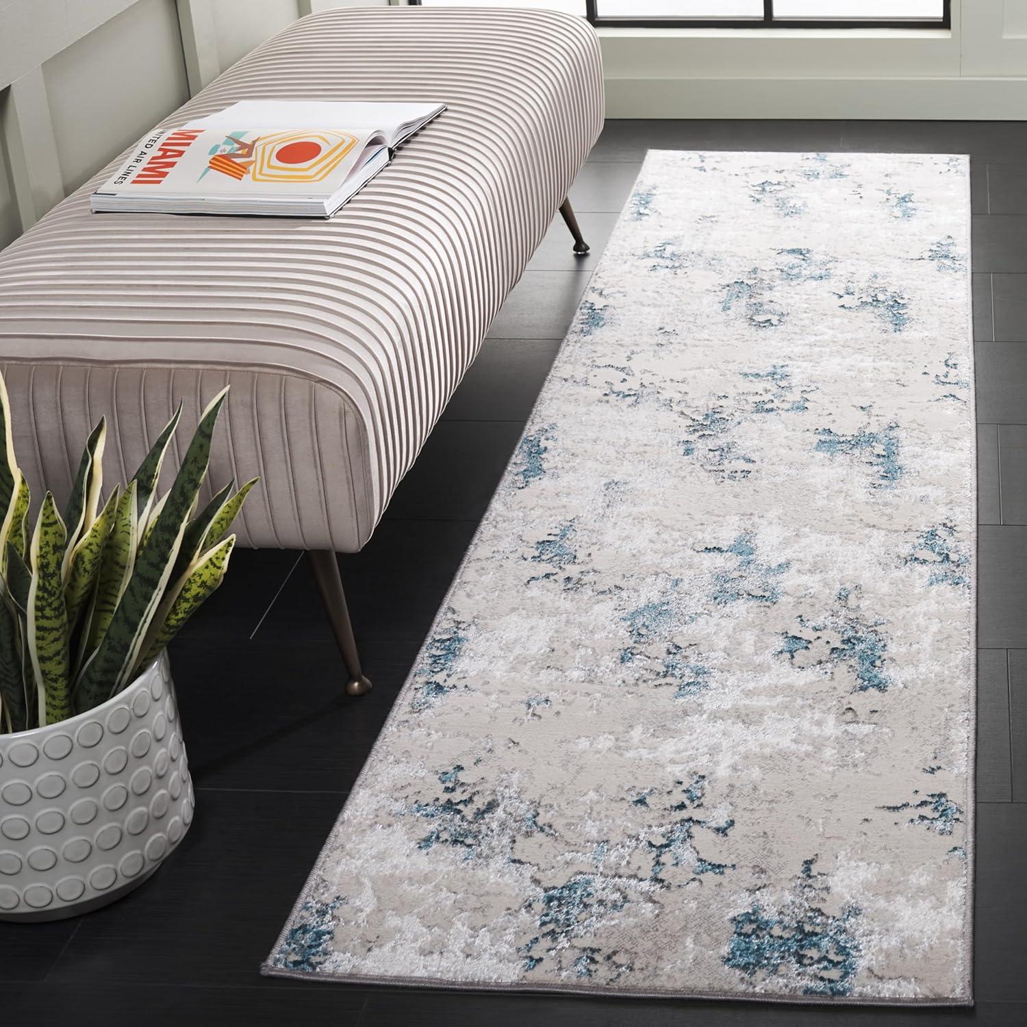 Jasper JSP107 Power Loomed Runner Rug - Grey/Blue - 2'x8' - Safavieh.