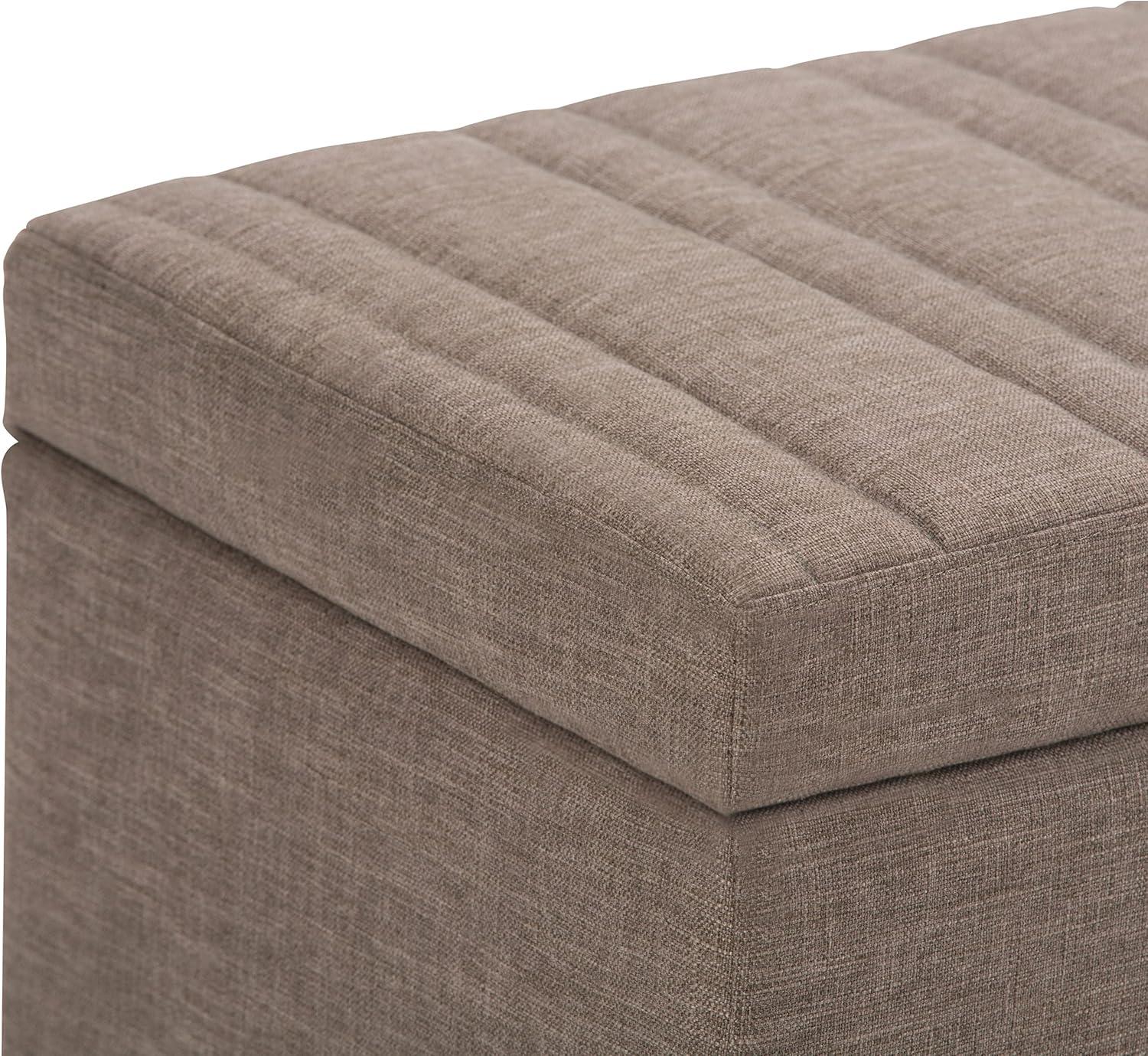 Simpli Home Darcy Storage Ottoman Bench In Fawn Brown Linen Look Fabric