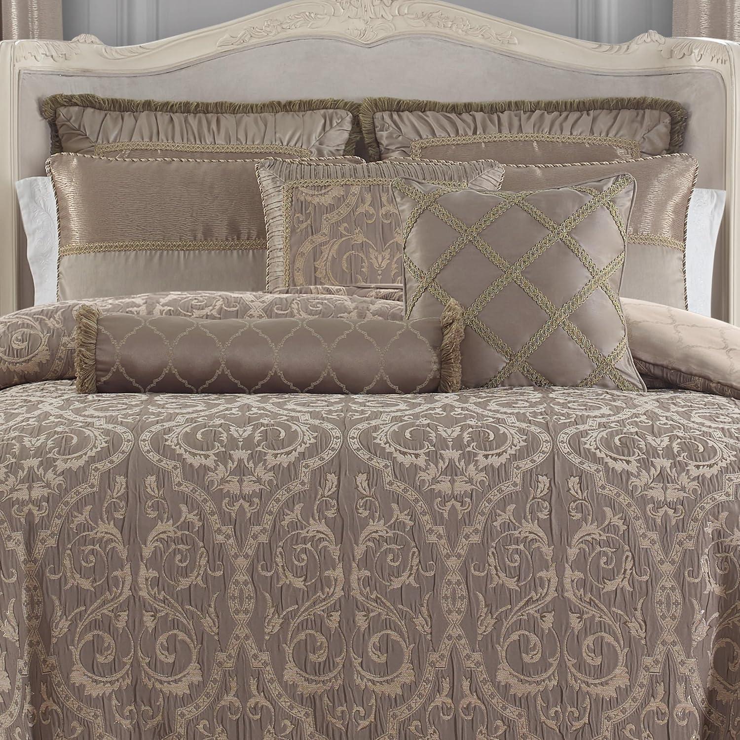 Taupe Jacquard and Taped Decorative Pillow Set