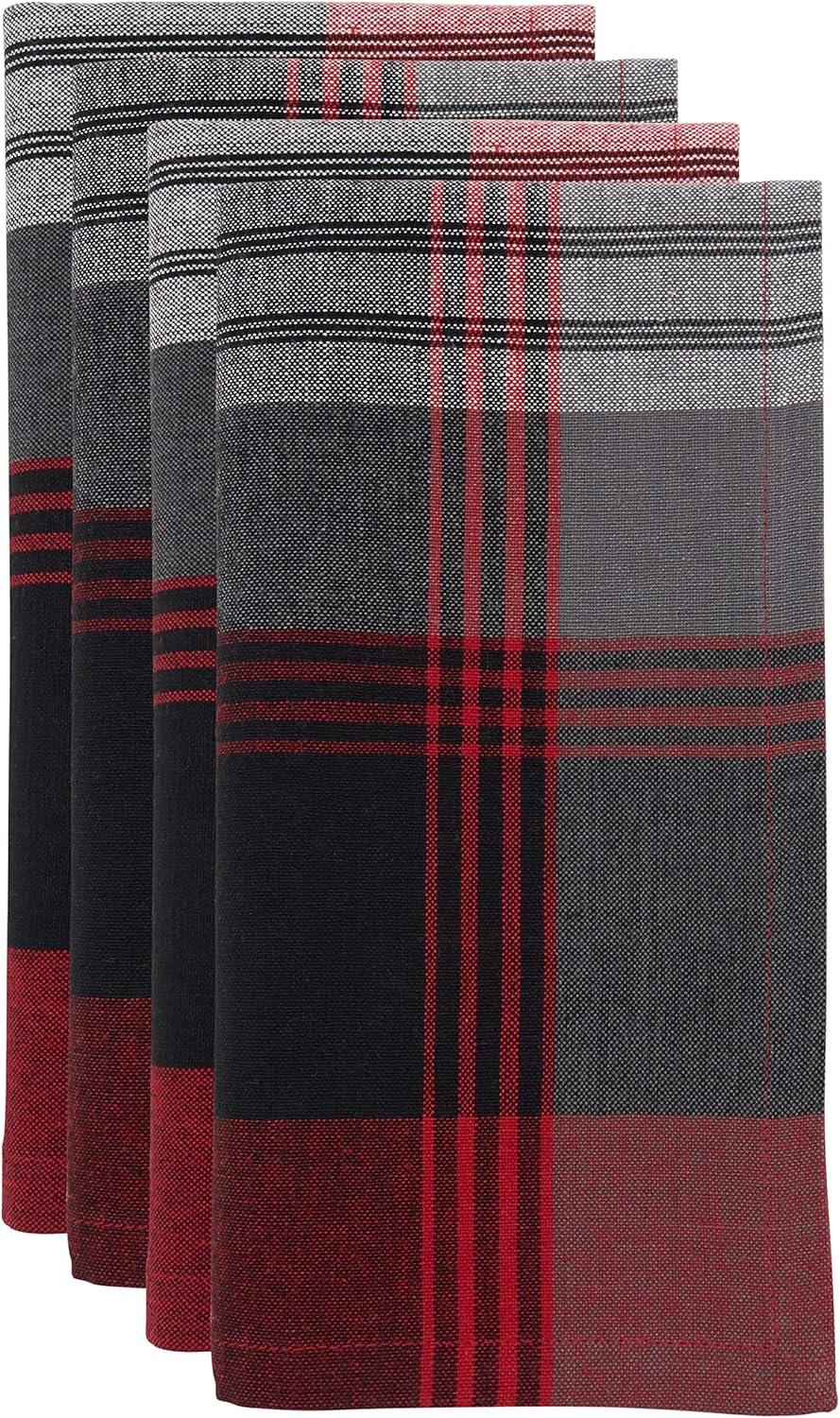 Saro Lifestyle Plaid Napkin, 20" Square, Red (Set of 4)