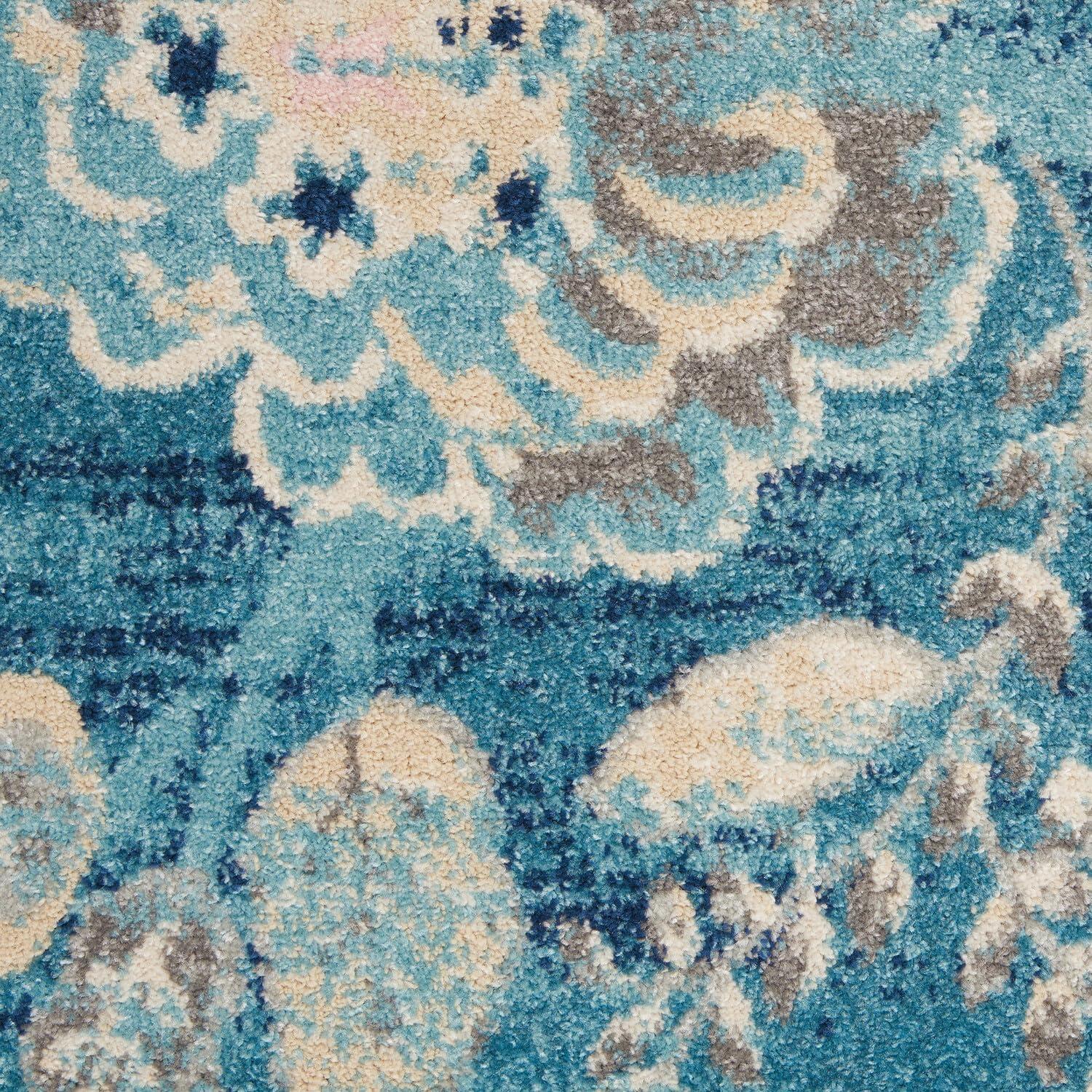 Tranquil TRA02 Ivory/Light Blue Area Rug French Country Eclectic Floral By Nourison