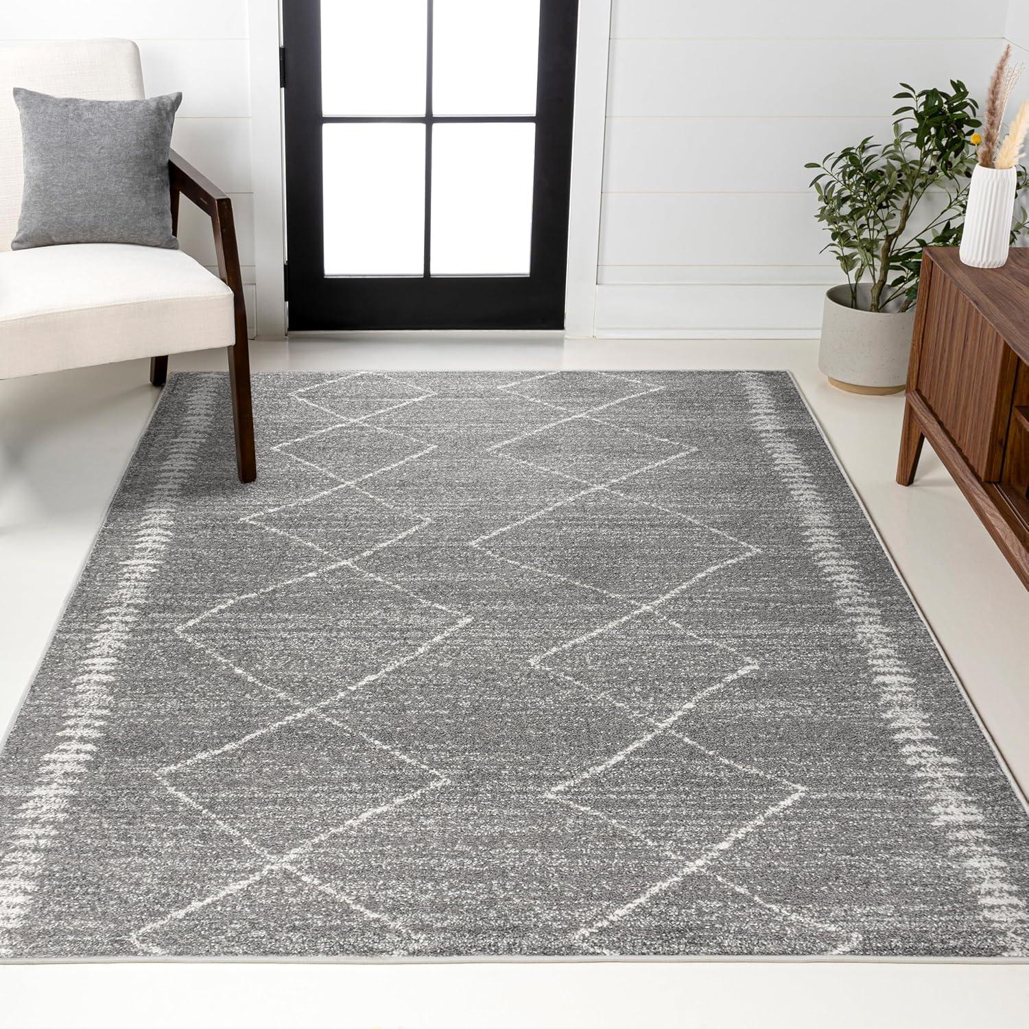 5'x8' Zaina Moroccan Beni Souk Area Rug, Gray/Cream - JONATHAN Y