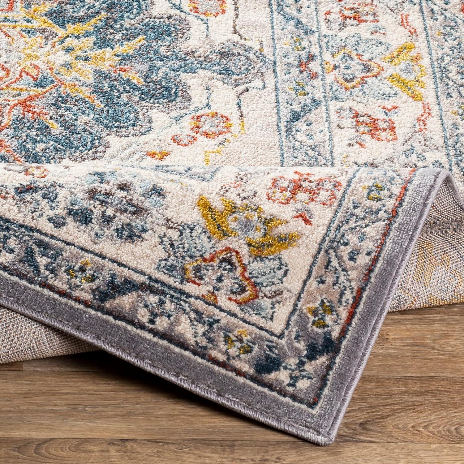 Livabliss 6'7"x9' Kashan Traditional Rugs Gray: Medium Pile, Stain & Fade-Resistant, Polypropylene, Indoor Use