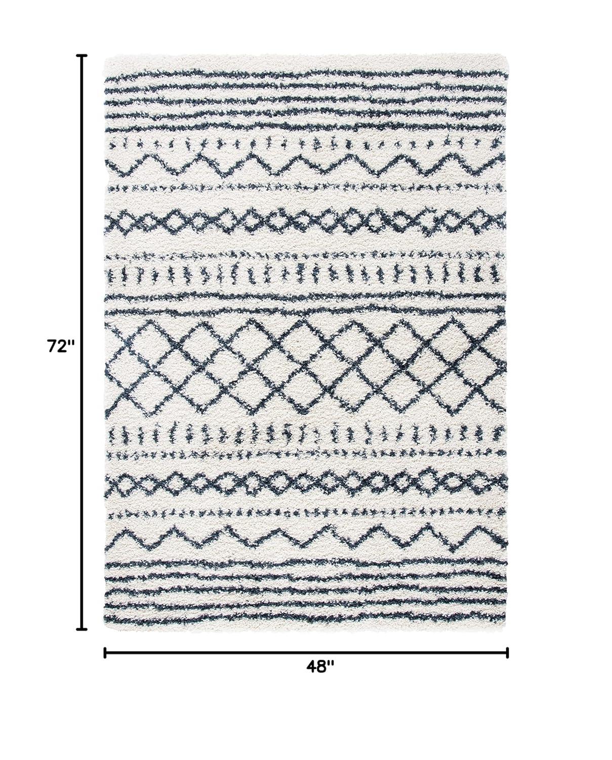 Arizona Shag ASG741 Power Loomed Indoor Area Rug - Ivory/Slate - 4'x6' - Safavieh