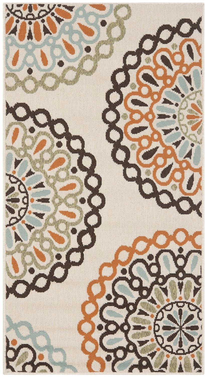 Veranda VER092 Power Loomed Indoor/Outdoor Accent Rug - Cream/Terracotta - 2'7"x5' - Safavieh