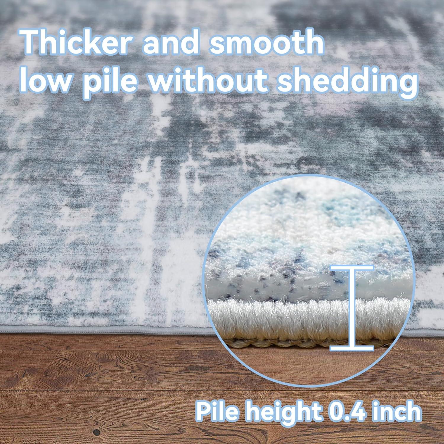Garvee 5'x7' Modern Blue Abstract Area Rug Machine Washable Contemporary Rug Soft Foldable Thin Accent Rug Anti-Slip Non-Shedding Floor Carpet