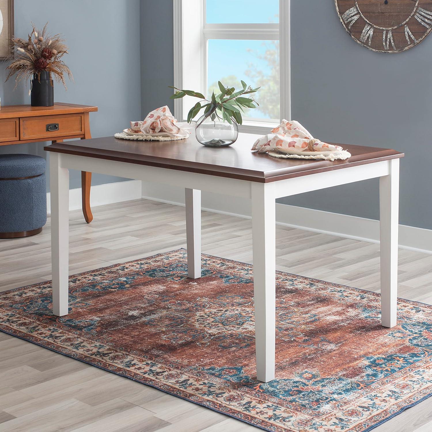 Linon Harrison Five Piece 2 Tone Dining Set in Cherry/White Finished Wood