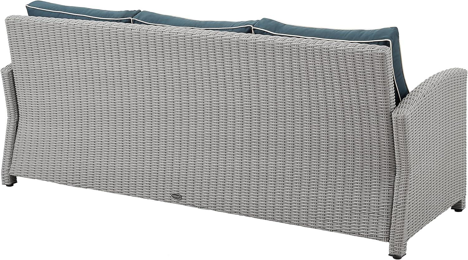 Bradenton Outdoor Wicker Sofa: Steel Frame, Moisture-Resistant Cushions, UV-Resistant - Crosley