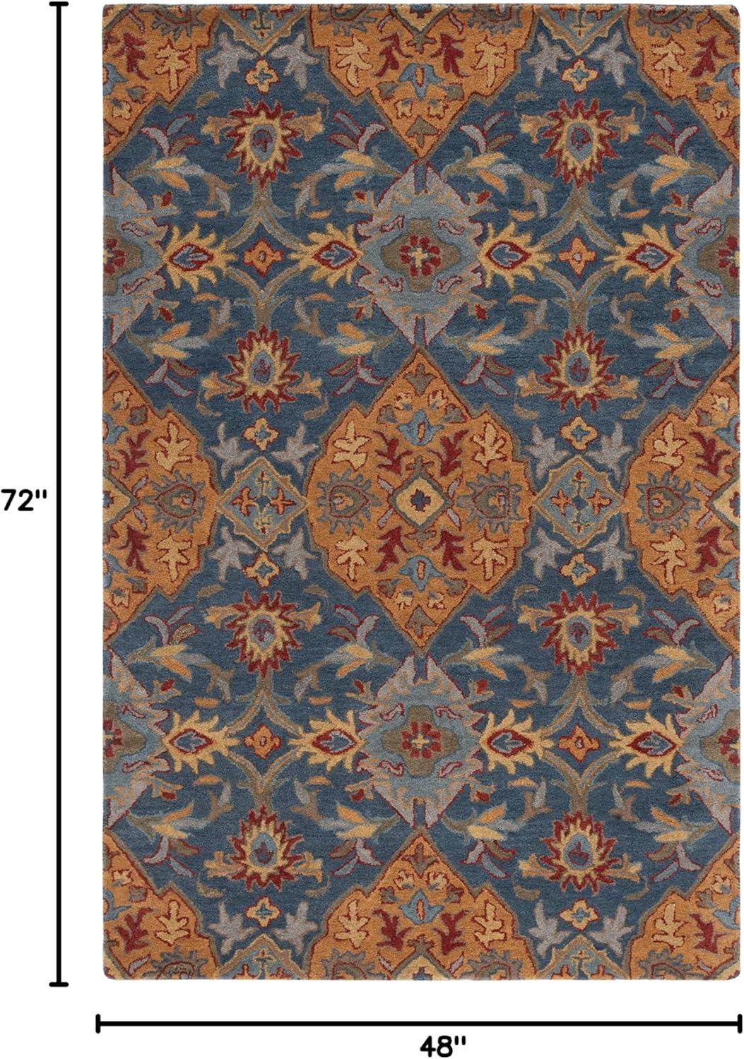 Heritage HG653 Handmade Area Rug - 4'x6' - Navy/Gold - Safavieh