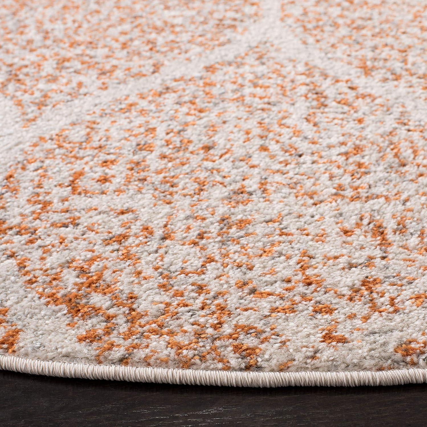 SAFAVIEH Madison Leighton Geometric Area Rug, Cream/Orange, 5'3" x 5'3" Round