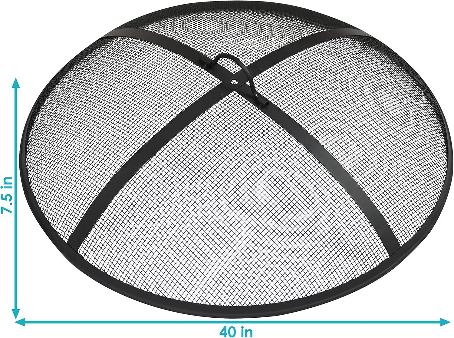 SunnyDaze Decor Heavy-Duty Round Steel Mesh Fire Pit Spark Screen with Handle