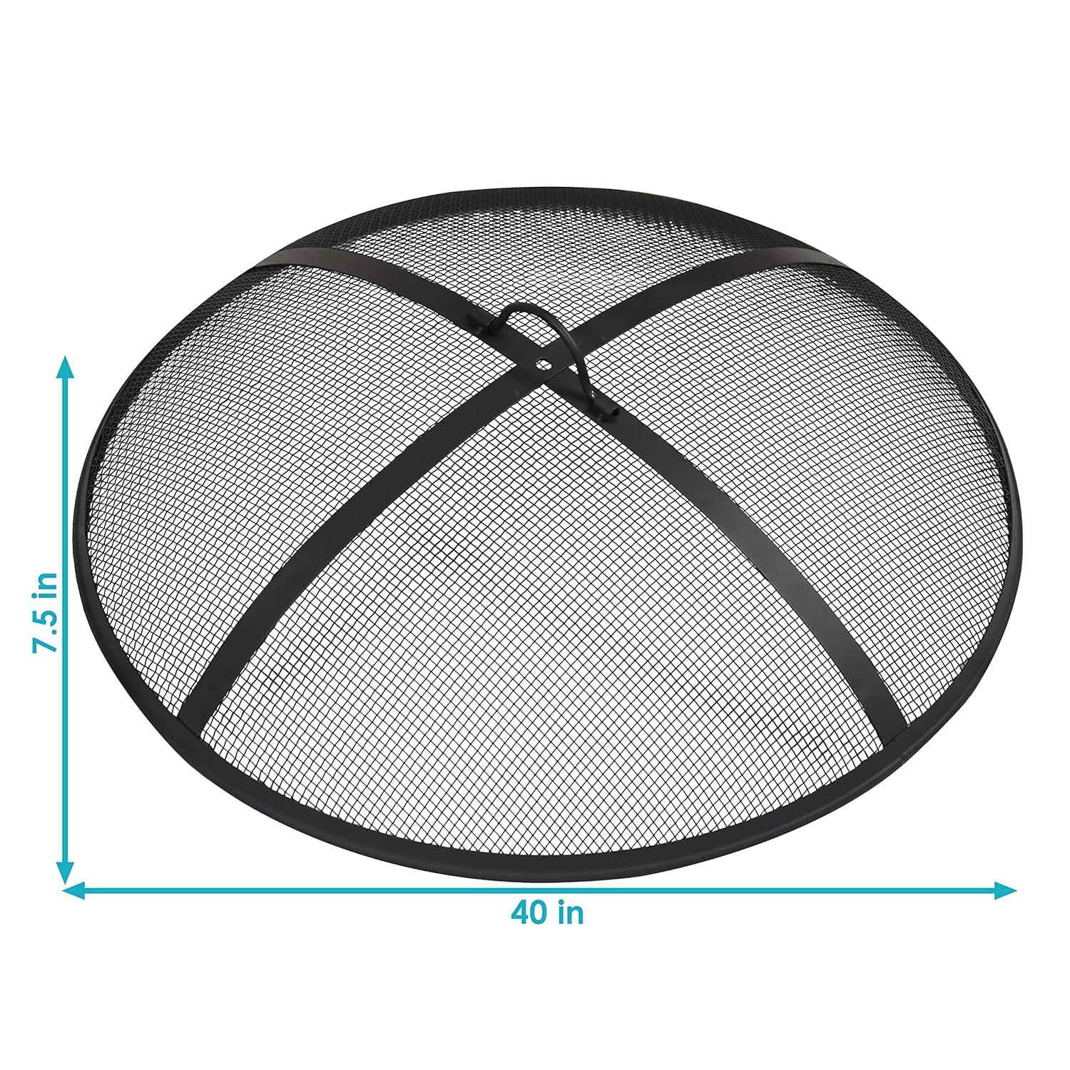 SunnyDaze Decor Heavy-Duty Round Steel Mesh Fire Pit Spark Screen with Handle
