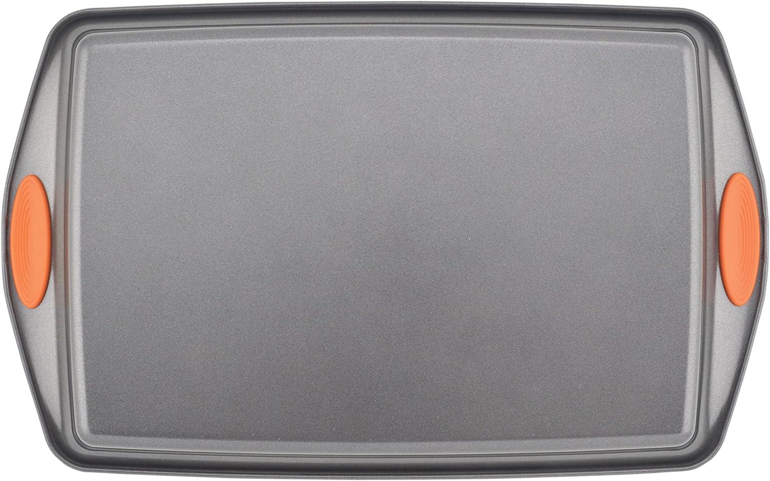 Gray Nonstick 9 x 13 Inch Rectangular Cake Pan with Orange Handles