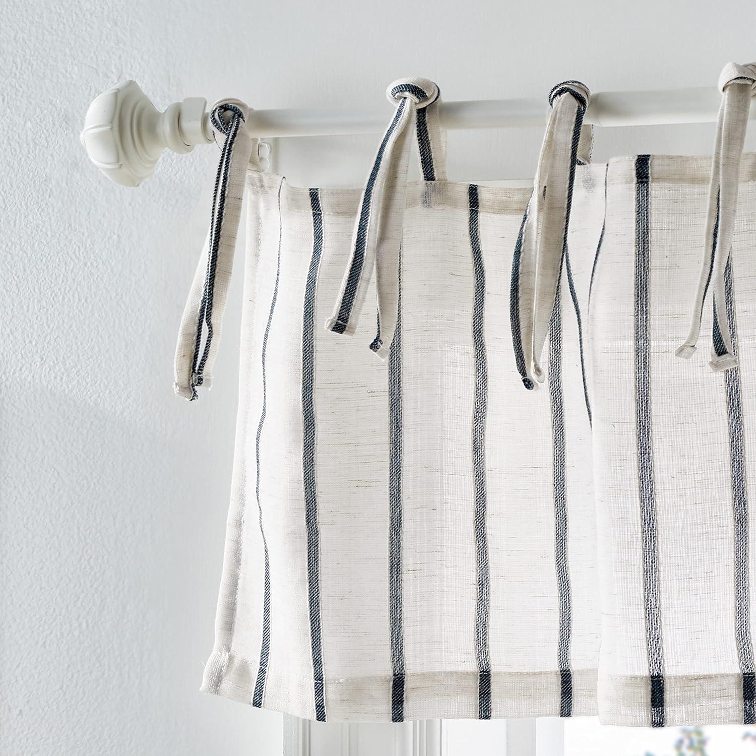 Martha Stewart Laguna Semi-Sheer Rod Pocket Kitchen Curtain Valance and Tiers Set