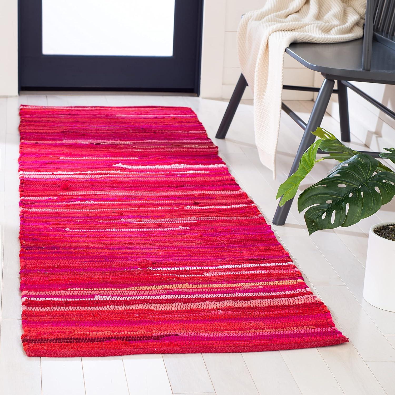 Rag Rug RAR130 Hand Woven Indoor Runner Rug - Red/Multi - 2'3"x6' - Safavieh.