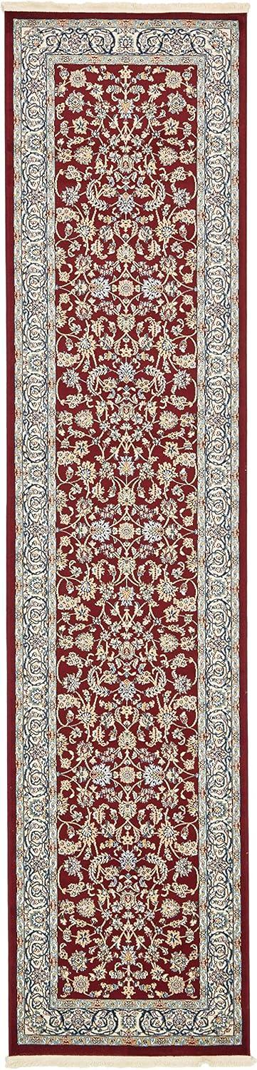 Rugs.com Rabia Collection Rug – 3' x 13' Runner Burgundy Low Rug Perfect For Hallways, Entryways