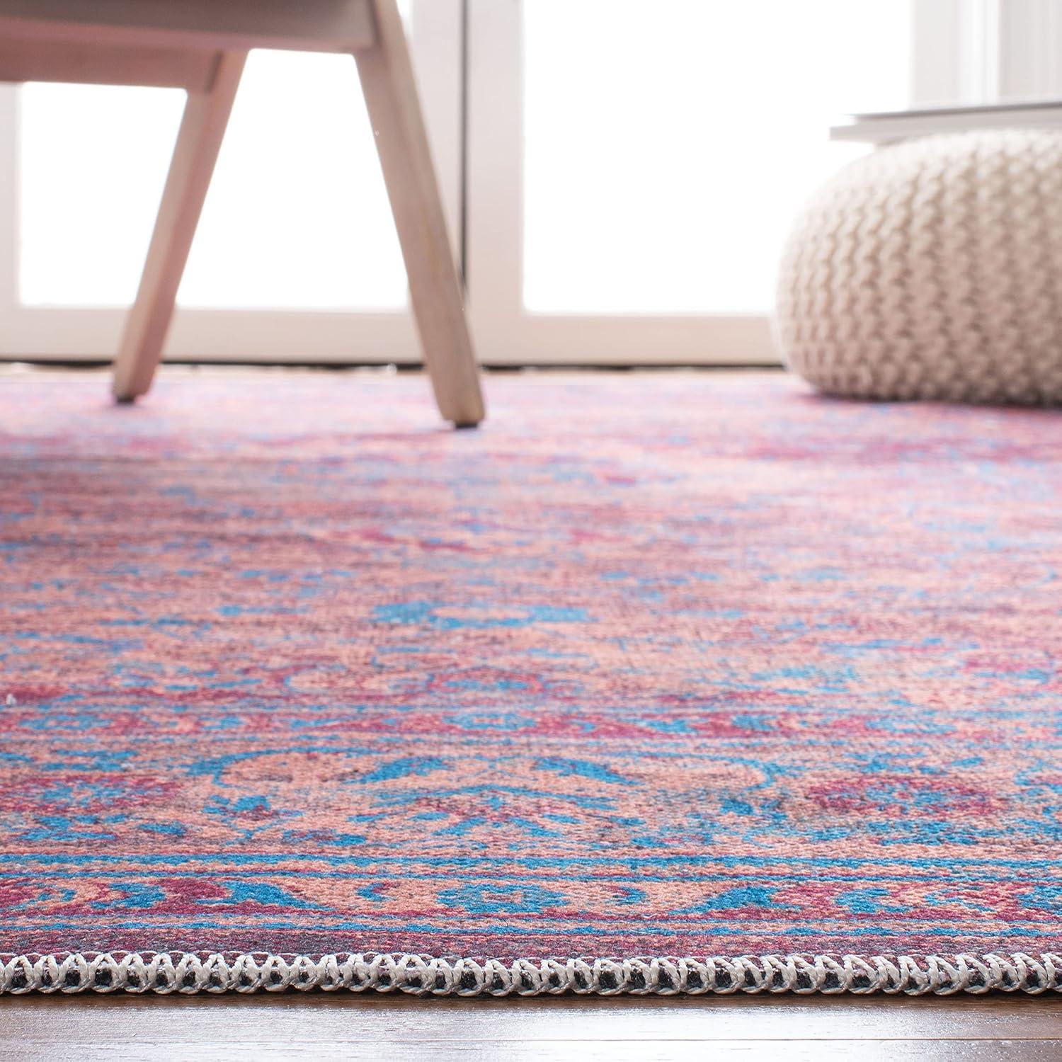 Serapi SEP550 Power Loomed Machine Washable Skid-Resistant Indoor Accent Rug - Gold/Blue - 4'x6' - Safavieh