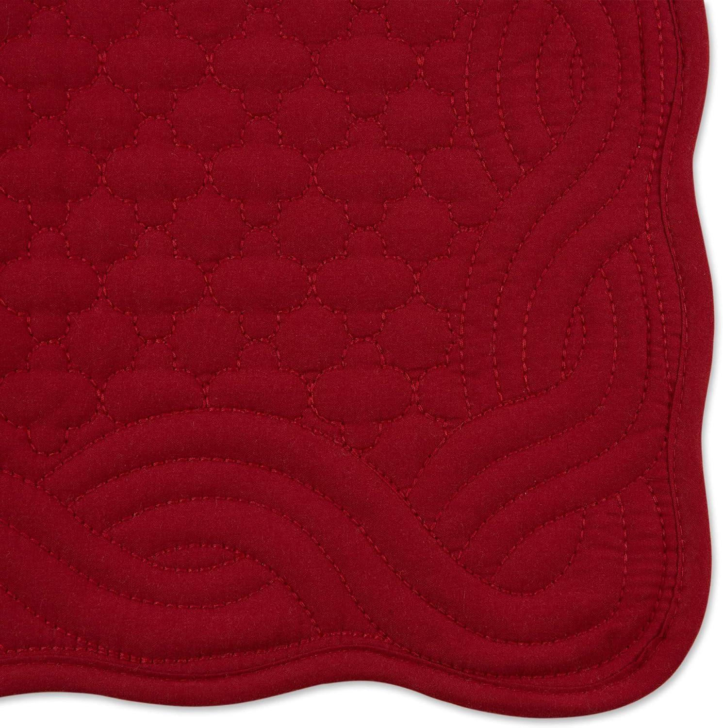 Cranberry Quilted Polyester Farmhouse 13x18" Placemat Set