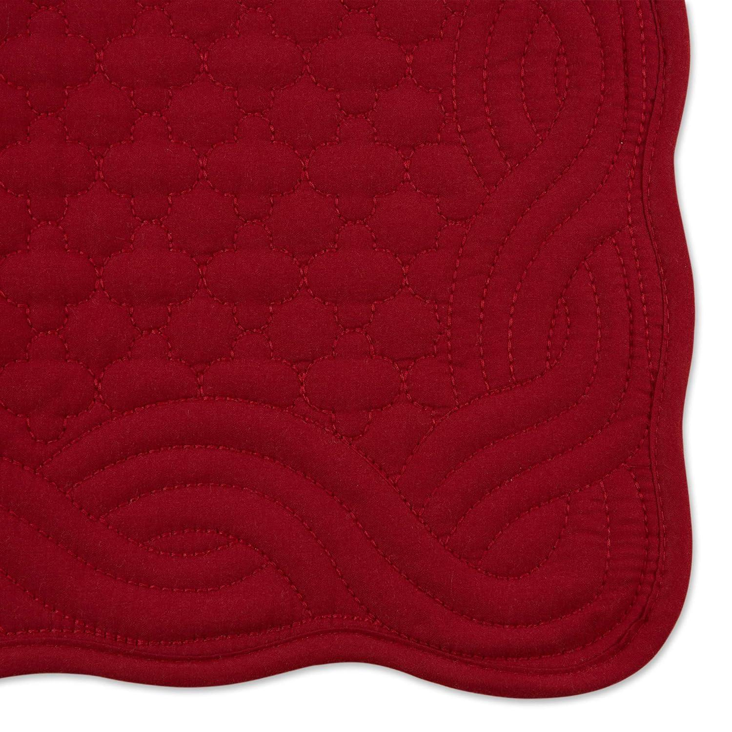Contemporary Home Living Textured Quilted Rectangular Placemats - 18" - Aegean Blue - Set of 6