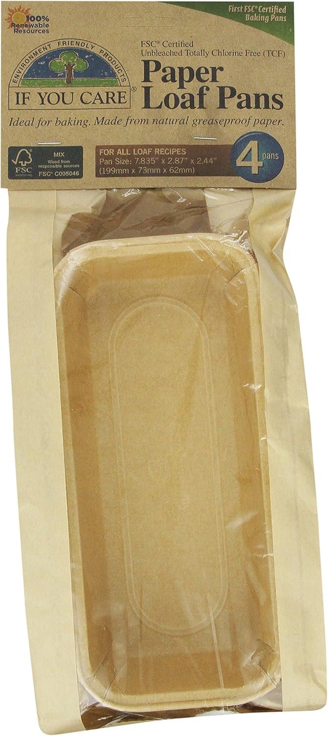 Natural Greaseproof Paper Loaf Baking Pans, 4-Count