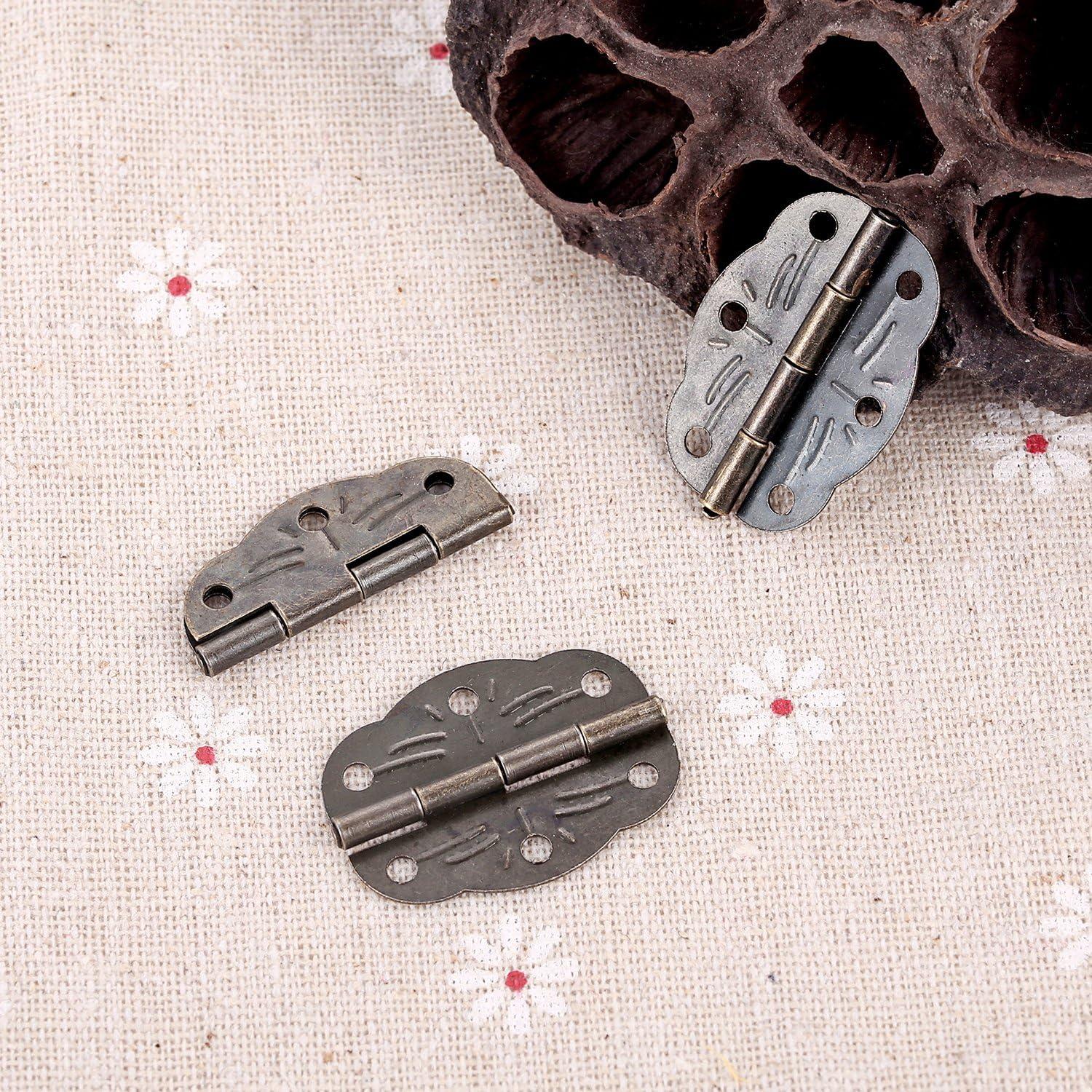 Jewelry Box Hardware 40 Pieces 1 inch Hinges Antique Small Butterfly Hinges - Bronze Engraving Design Box Hinges for Crafts Wooden Box, Gift Box Hinges, Cabinet Drawer Jewelry Box with 160 Screws