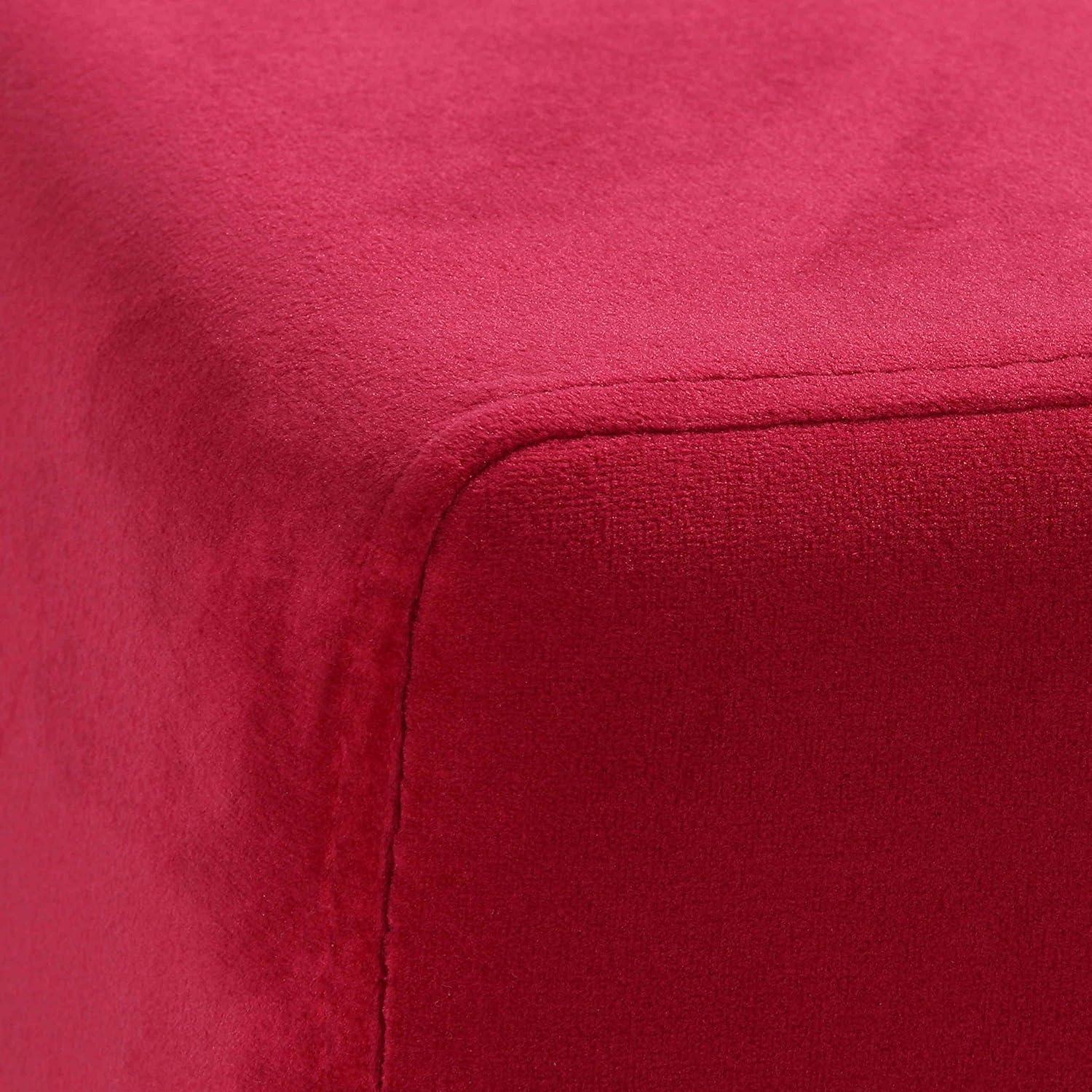 Pink Velvet Square Ottoman with Brushed Gold Base