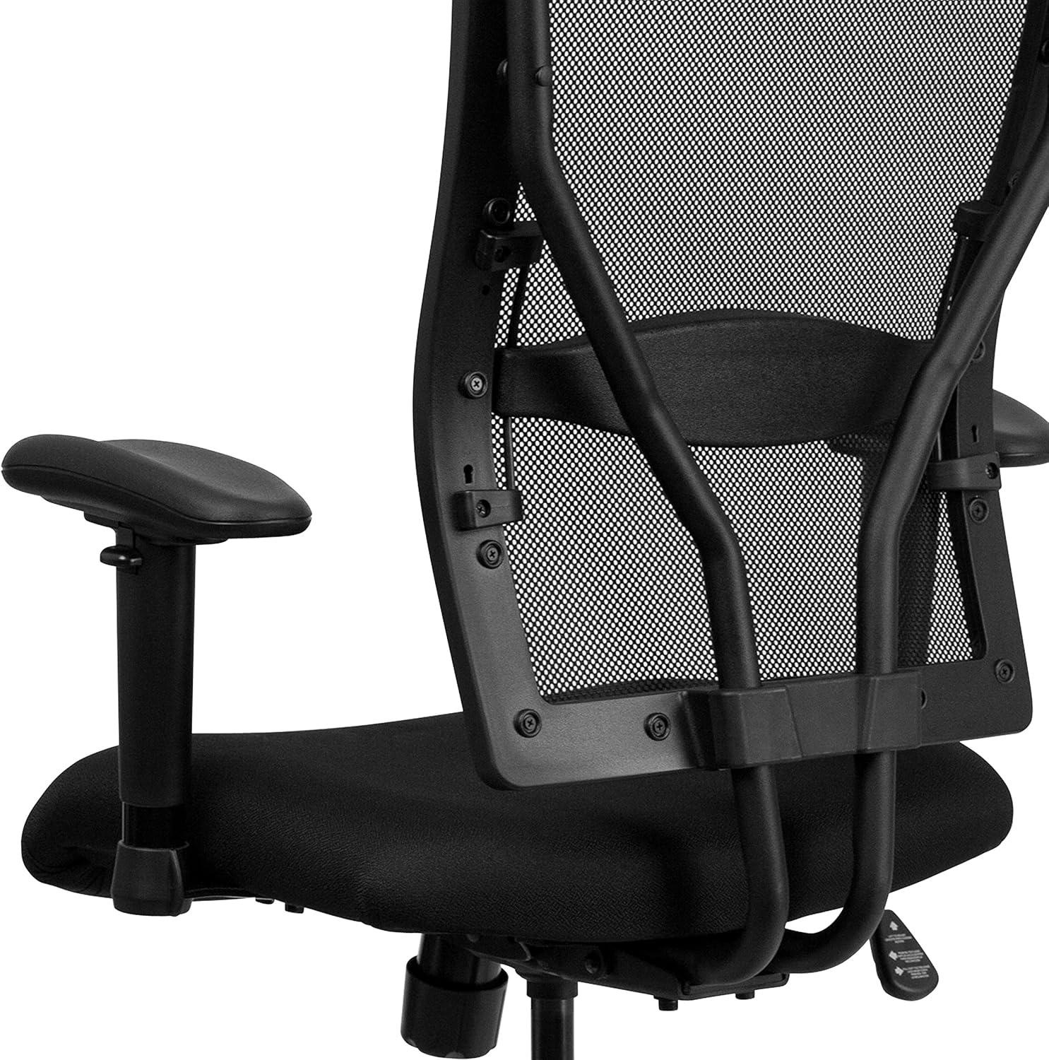 ErgoFlex Black Mesh Metal Drafting Chair with Adjustable Arms and High Back