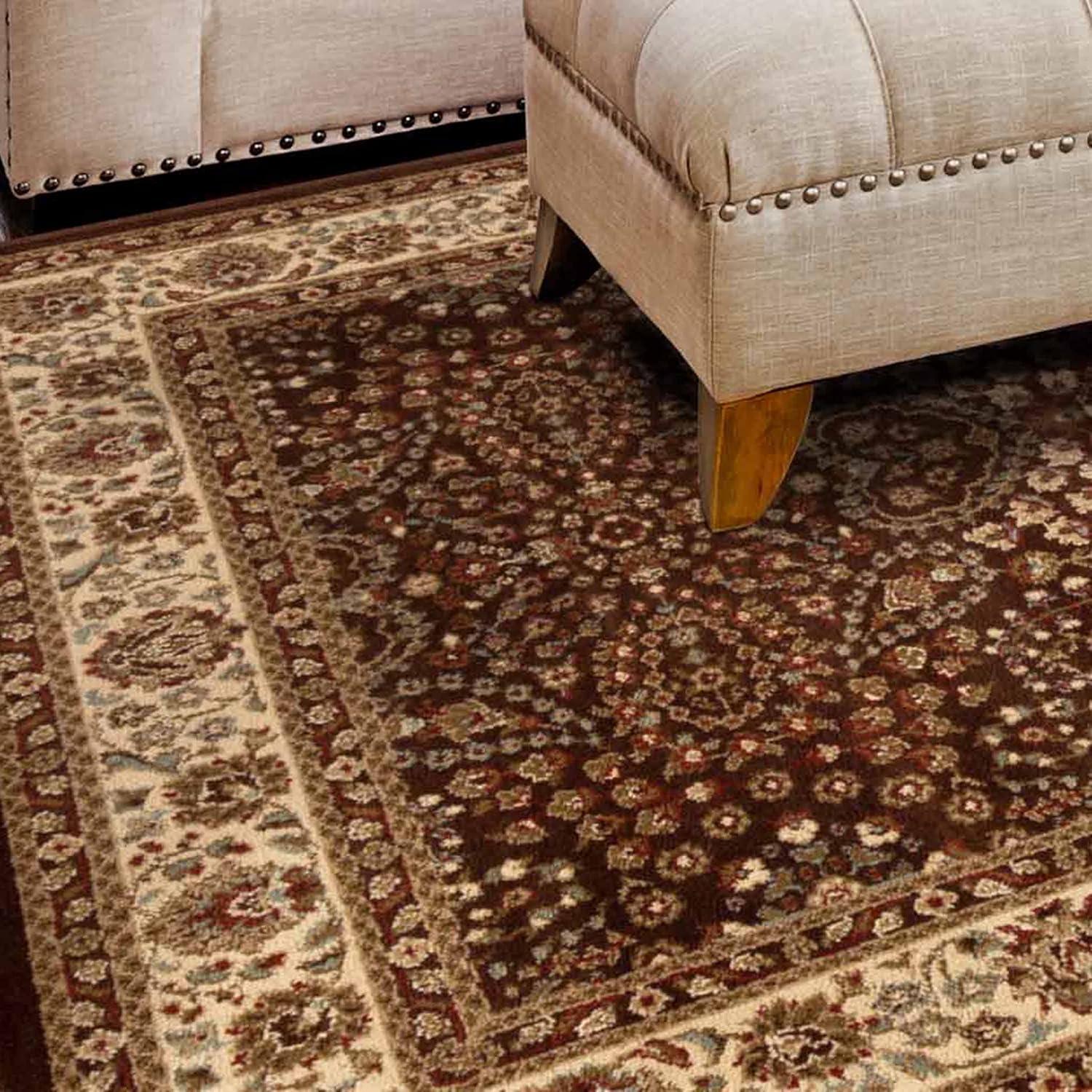 Rhea Oriental Floral Scroll Power Loomed Indoor Area Rug or Runner by Haus & Home