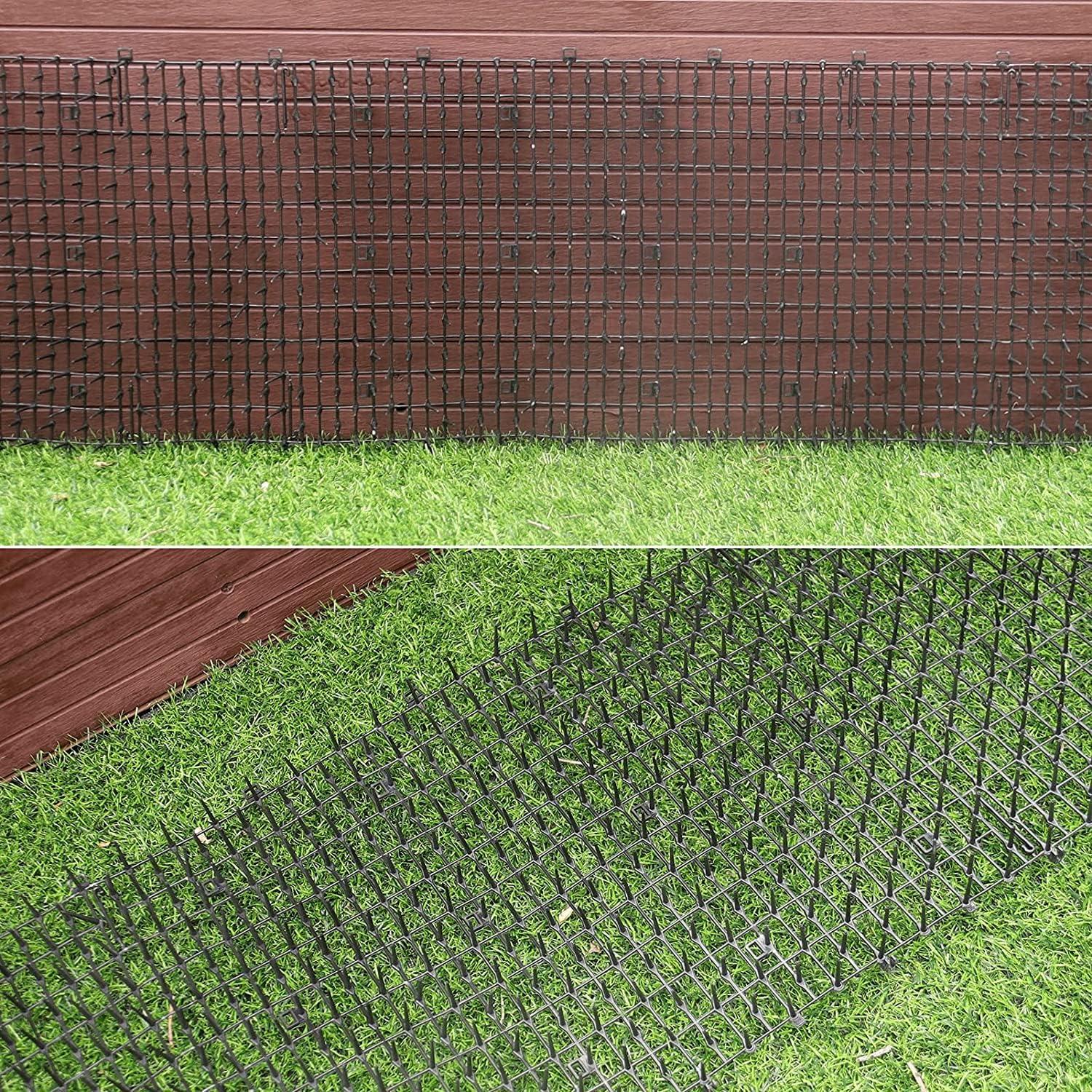 10ft Cat Scat Mat with Spikes Outdoor, Scat Mats for Dogs, Includes 8 Garden Staples