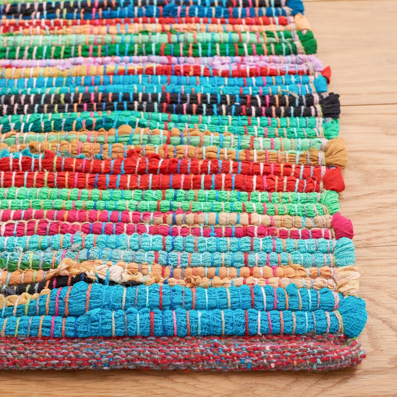 Rag Area Rug RAR240 Hand Woven Area Rug - Green/Multi - 3'x5' - Safavieh.